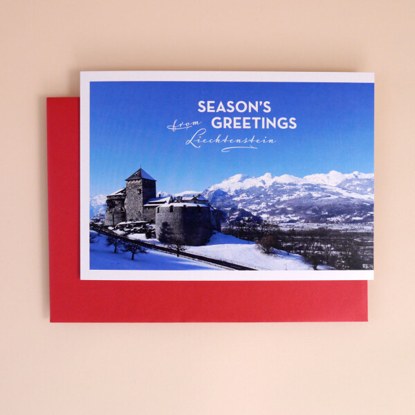 Klappkarte A5 &quot;Seasons Greetings from Liechtenstein&quot; Schloss Vaduz