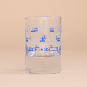 Schnapsglas Liechtenstein Kronenmuster Blau