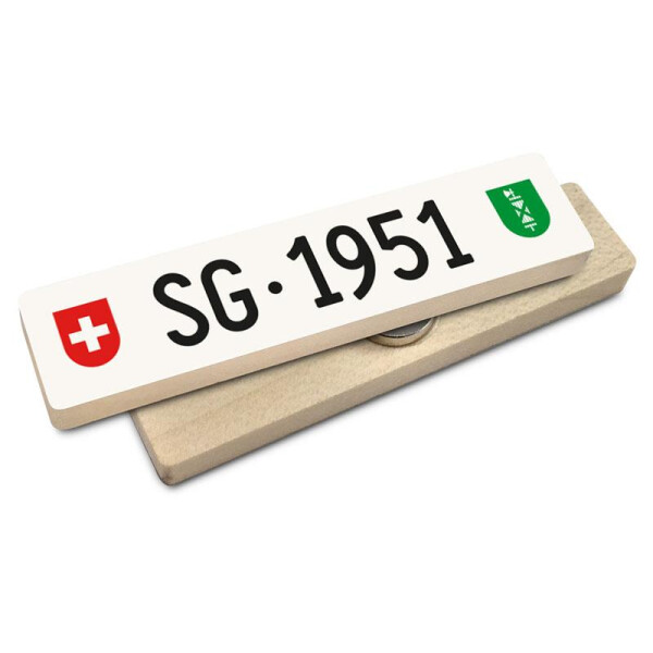 Hoi Schweiz Holzmagnet: SG Autonummer Jahrgang 1951