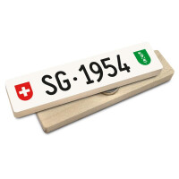 Hoi Schweiz Holzmagnet: SG Autonummer Jahrgang 1954