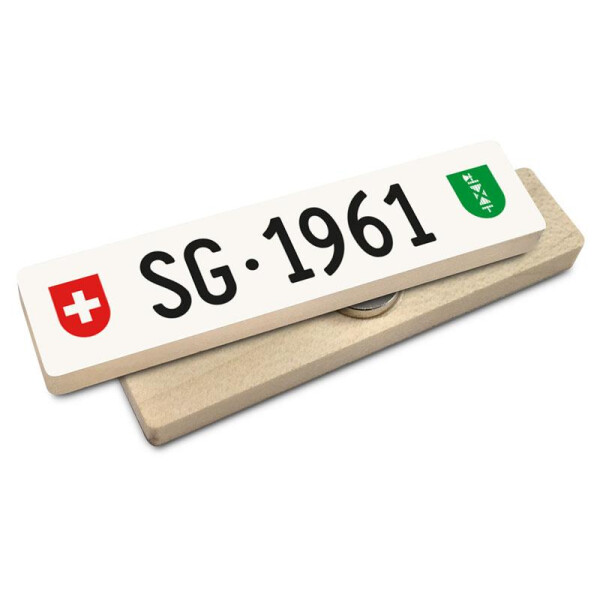 Hoi Schweiz Holzmagnet: SG Autonummer Jahrgang 1961