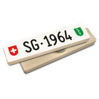 Hoi Schweiz Holzmagnet: SG Autonummer Jahrgang 1964