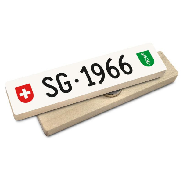 Hoi Schweiz Holzmagnet: SG Autonummer Jahrgang 1966