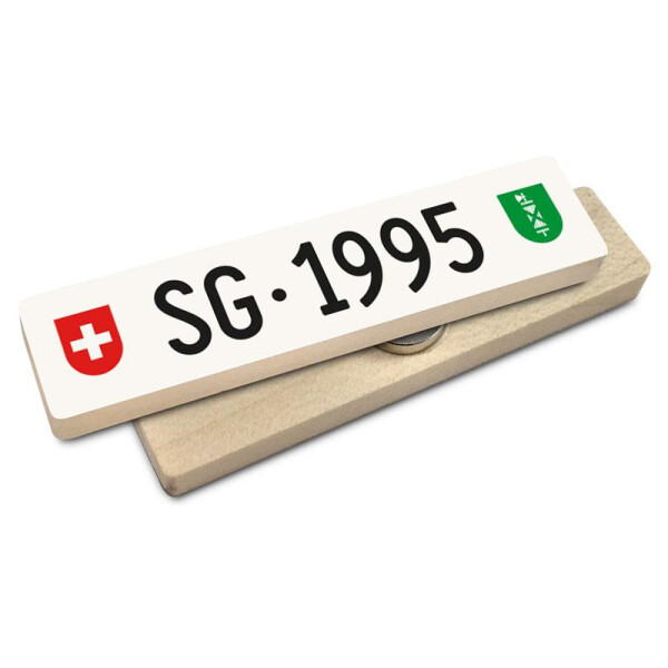 Hoi Schweiz Holzmagnet: SG Autonummer Jahrgang 1995