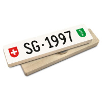 Hoi Schweiz Holzmagnet: SG Autonummer Jahrgang 1997