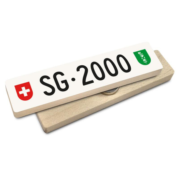 Hoi Schweiz Holzmagnet: SG Autonummer Jahrgang 2000