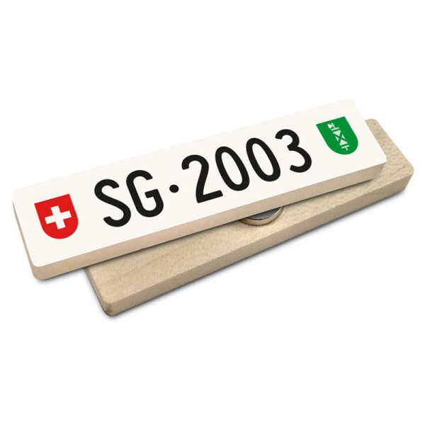 Hoi Schweiz Holzmagnet: SG Autonummer Jahrgang 2003