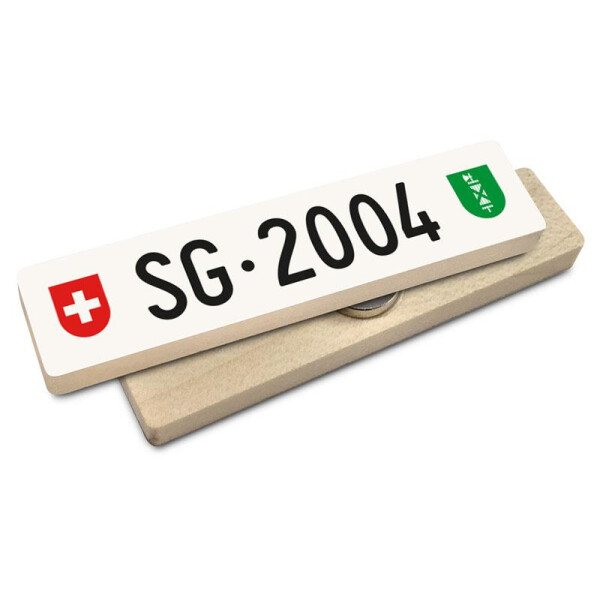 Hoi Schweiz Holzmagnet: SG Autonummer Jahrgang 2004