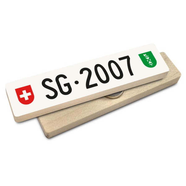 Hoi Schweiz Holzmagnet: SG Autonummer Jahrgang 2007