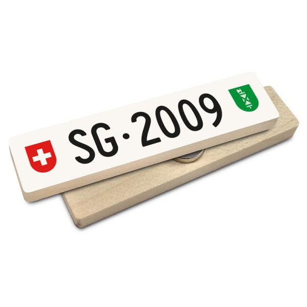 Hoi Schweiz Holzmagnet: SG Autonummer Jahrgang 2009