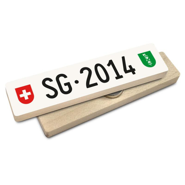 Hoi Schweiz Holzmagnet: SG Autonummer Jahrgang 2014