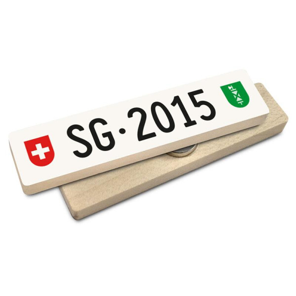 Hoi Schweiz Holzmagnet: SG Autonummer Jahrgang 2015