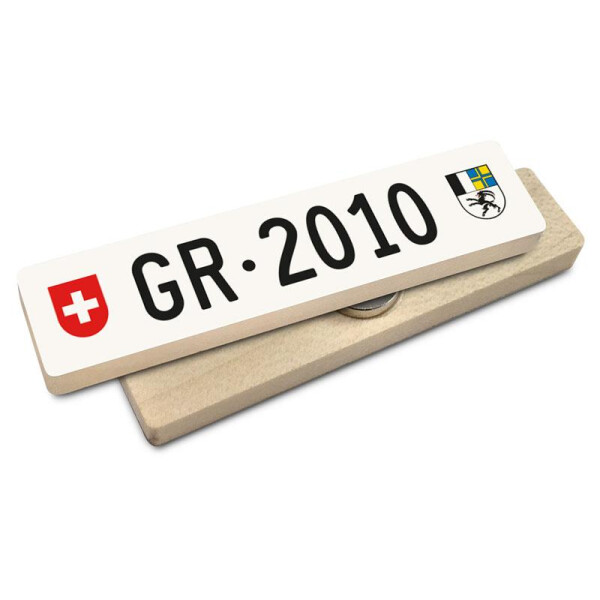 Hoi Schweiz Holzmagnet: GR Autonummer Jahrgang 2010