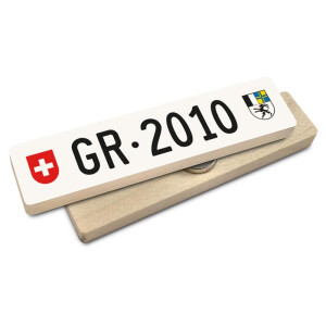 Hoi Schweiz Holzmagnet: GR Autonummer Jahrgang 2010