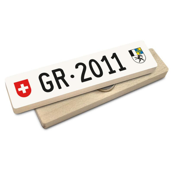 Hoi Schweiz Holzmagnet: GR Autonummer Jahrgang 2011