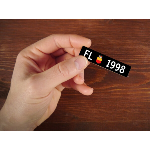 Holzmagnet FL Autonummer: Jahrgang 1998