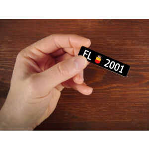 Holzmagnet FL Autonummer: Jahrgang 2001