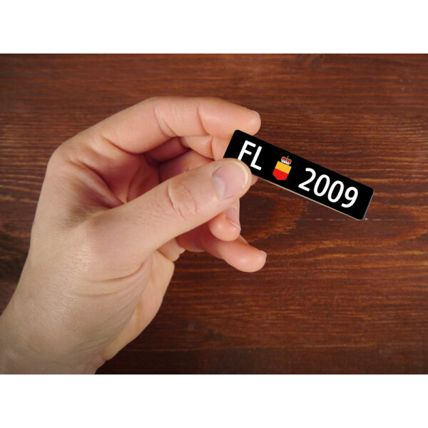 Holzmagnet FL Autonummer: Jahrgang 2009