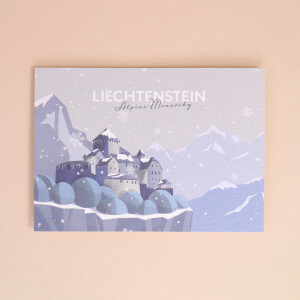 Postkarte Liechtenstein &quot;Schloss Vaduz - Illustration&quot; Winter