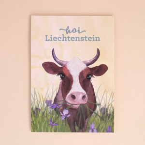 Postkarte HOI Liechtenstein &quot;Buschla / Kuh&quot; Illustration