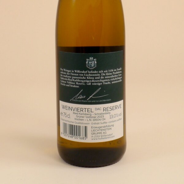Hofkellerei Grüner Veltliner Reserve Ried Karlsberg BIO 75cl
