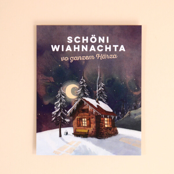Postkarte Weihnachten klein &quot;Paula H&ouml;tta / Sch&ouml;ni Wiahnachta&quot;