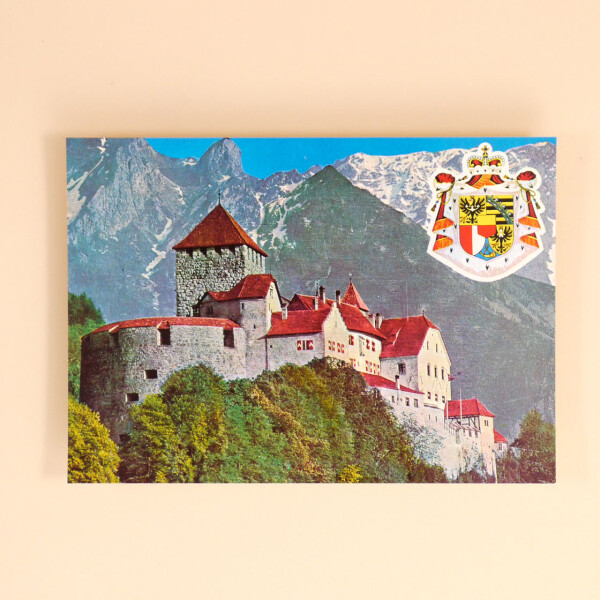Postkarte Retro &quot;Schloss Vaduz und Wappen&quot;